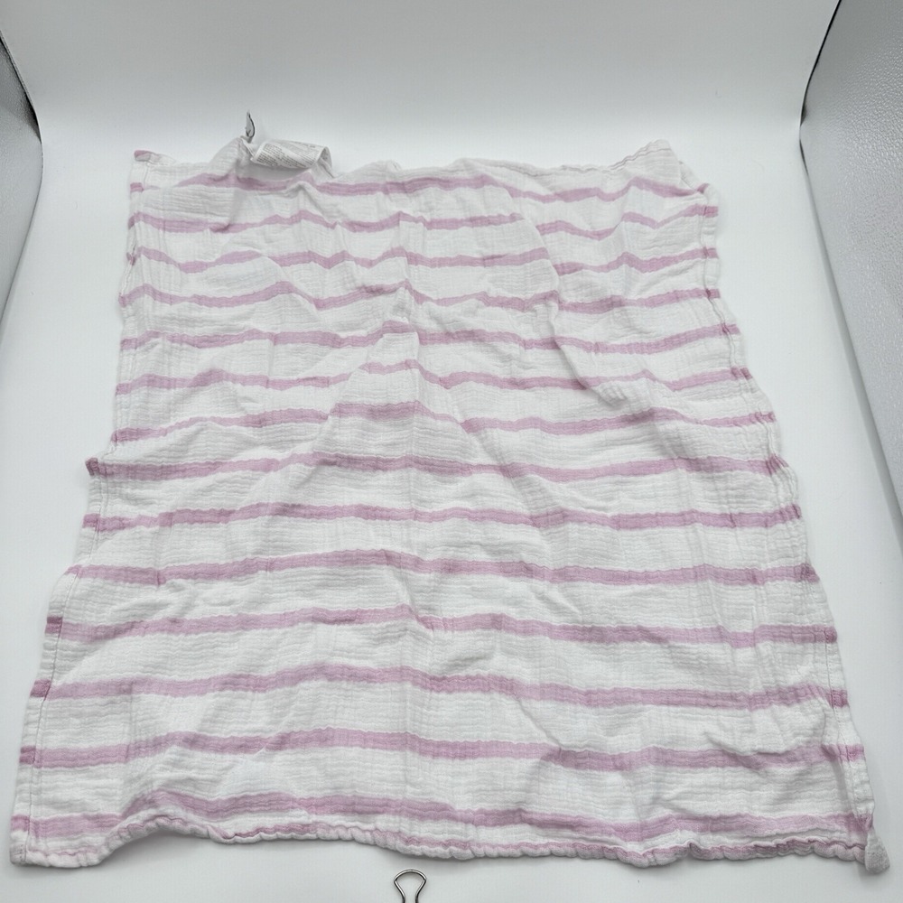 Aden + Anais Pink White Stripe Baby Lovey Security Blanket Muslin Cotton 20x20 - Picture 5 of 5